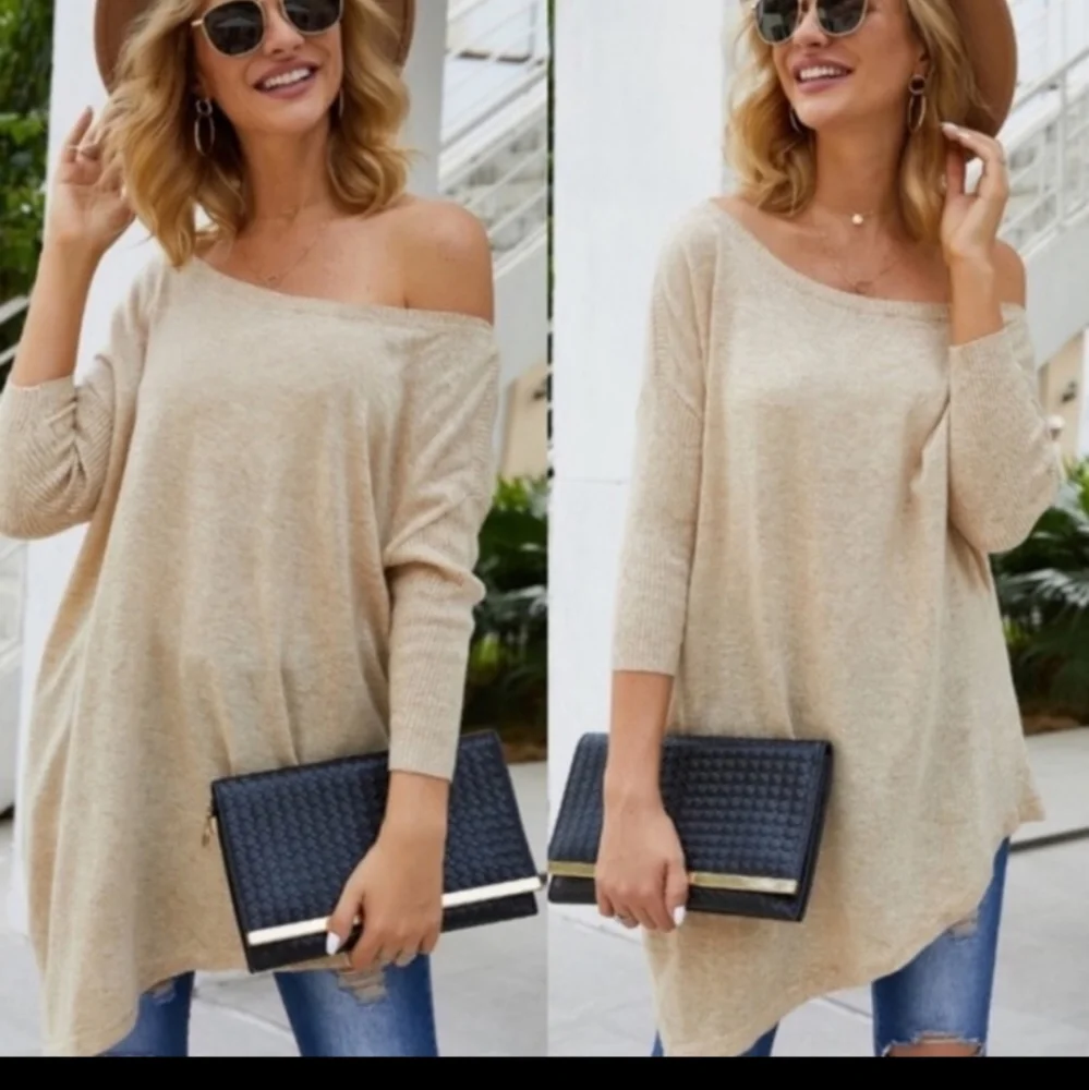 Light weight boat neck sweater. Necklace not included - Picture 5 of 5